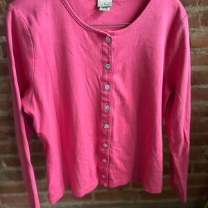 LL Bean Pink Button-Up Cardigan